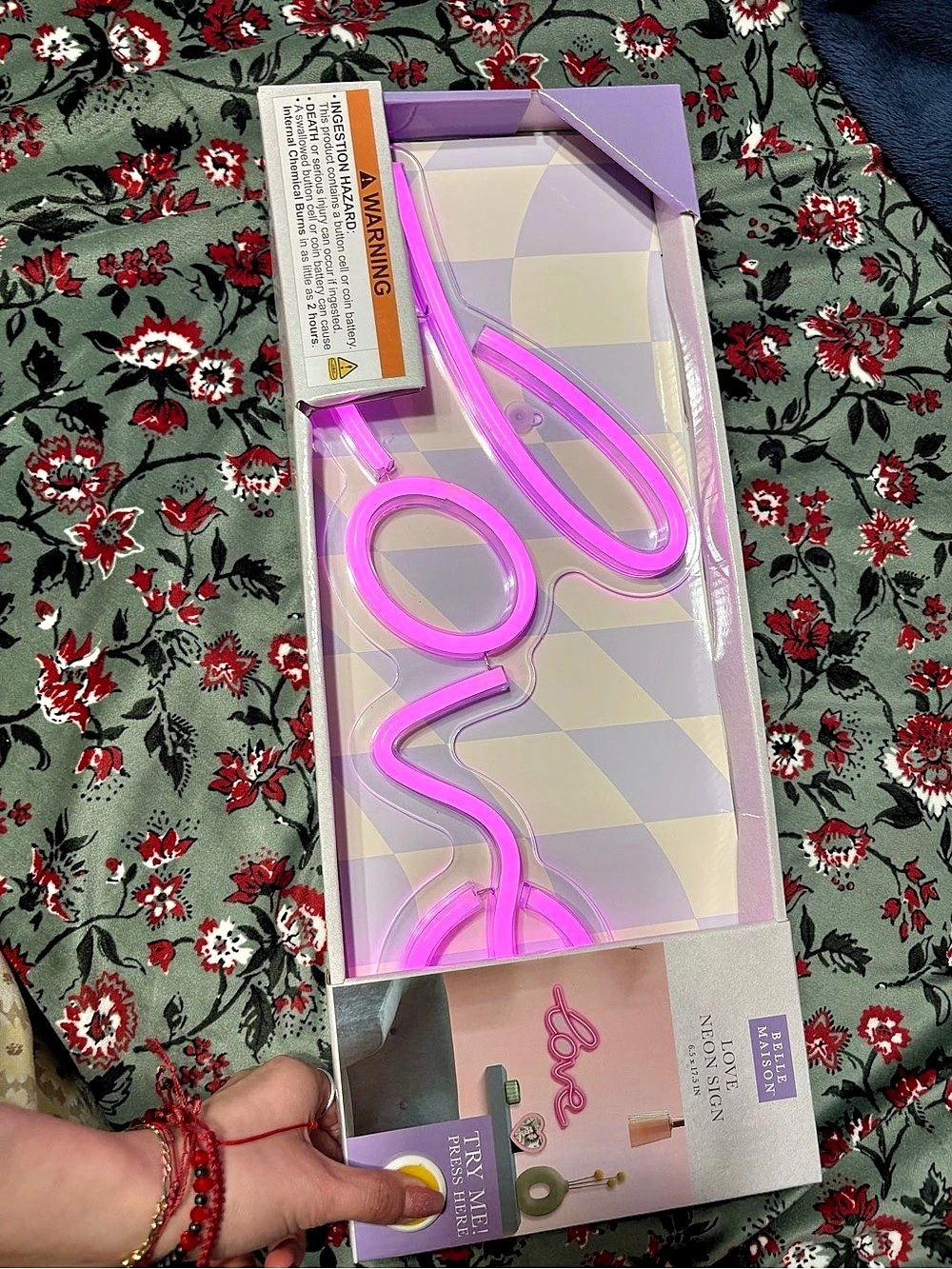 Belle Maison Neon Sign Pink & Purple NWT